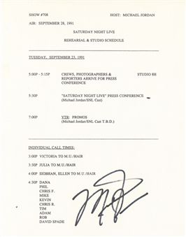 1991 Michael Jordan Signed Copy of "Saturday Night Live" Rehearsal & Studio Schedule - Jordan As Host (Beckett)
